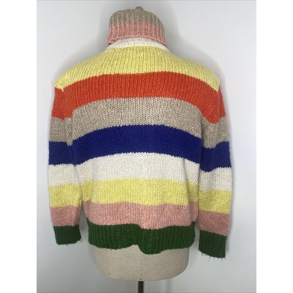 Anthropologie Gloria Striped Turtleneck Sweater Rainbow Chunky Knit Sz Small - Picture 4 of 8